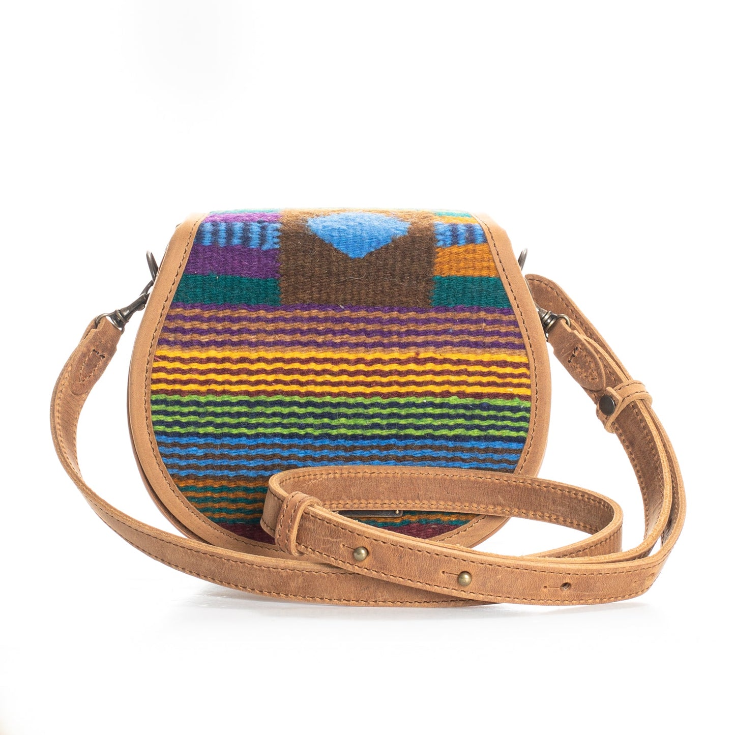 SIDEKICK SADDLE BAG - MEXICO COLLECTION - OOAK TEXTILE - TOBACCO LEATHER - NO. 18066