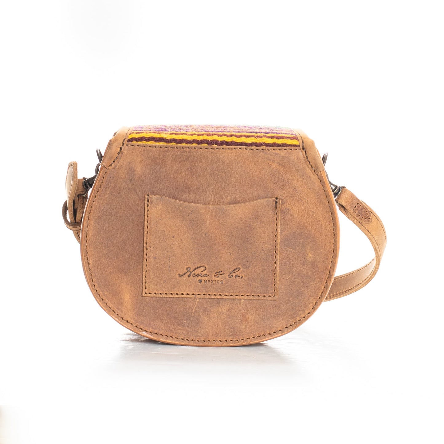 SIDEKICK SADDLE BAG - MEXICO COLLECTION - OOAK TEXTILE - TOBACCO LEATHER - NO. 18066