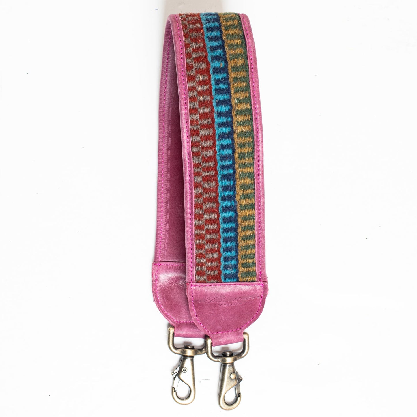 SHOULDER STRAP - MEXICO COLLECTION - OOAK TEXTILE - SANGRIA LEATHER - NO. 18544