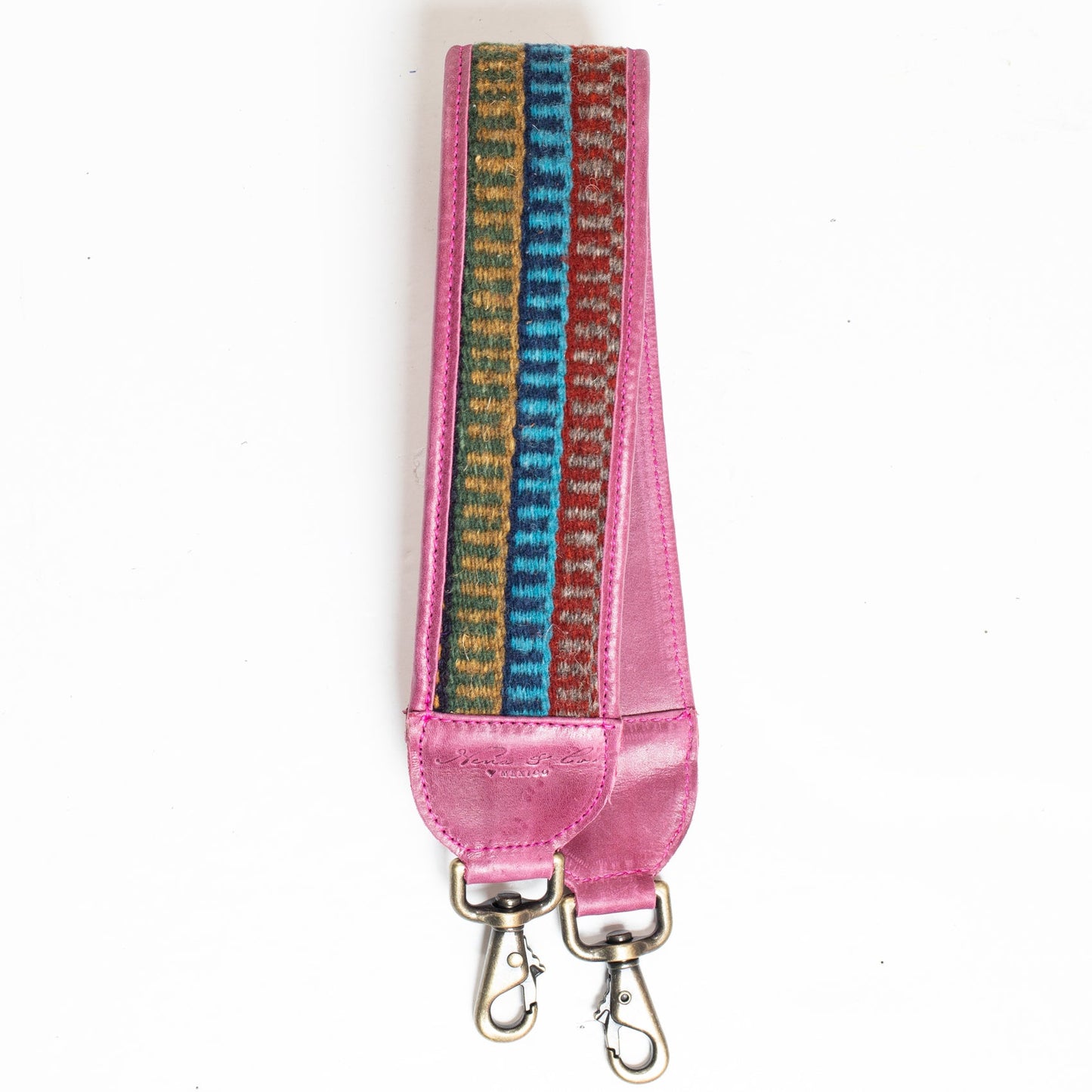 SHOULDER STRAP - MEXICO COLLECTION - OOAK TEXTILE - SANGRIA LEATHER - NO. 18544