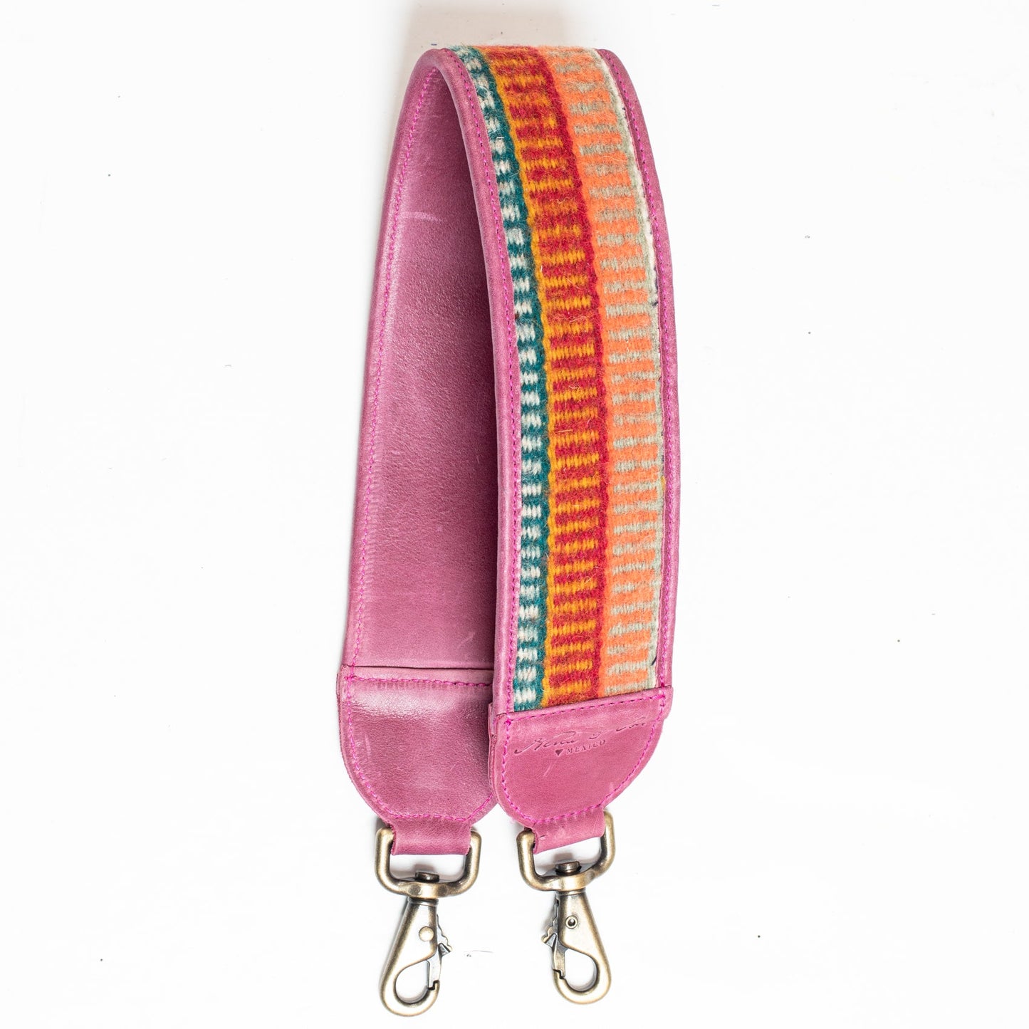 SHOULDER STRAP - MEXICO COLLECTION - OOAK TEXTILE - SANGRIA LEATHER - NO. 18546