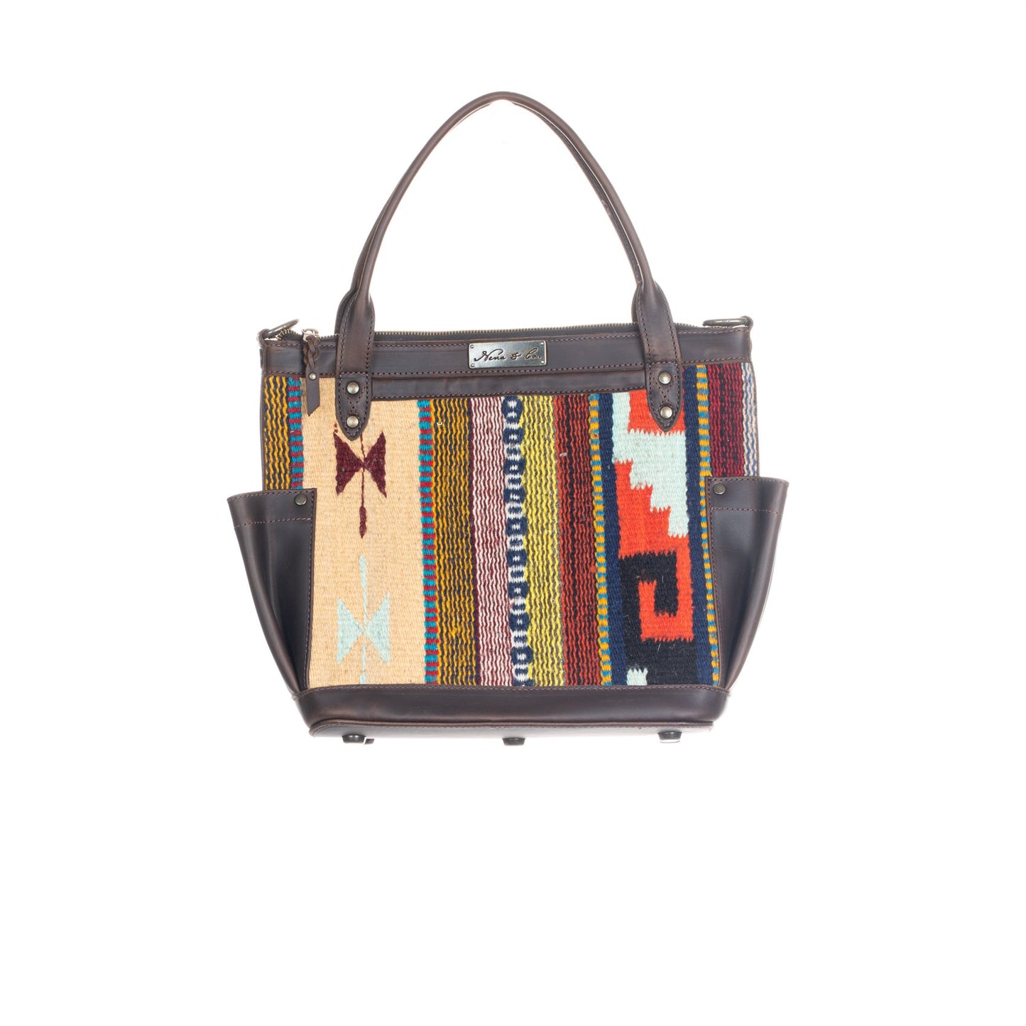 THE PERFECT BAG MEDIUM - MEXICO COLLECTION - HANDWOVEN FRONT NO. 93128 - PAINTHORSE TUMBLED LEATHER
