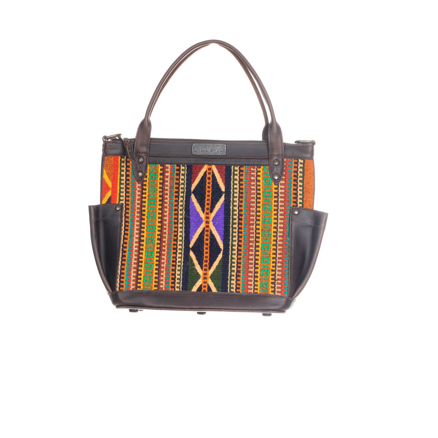 THE PERFECT BAG MEDIUM - MEXICO COLLECTION - HANDWOVEN FRONT NO. 93160 - PAINTHORSE TUMBLED LEATHER