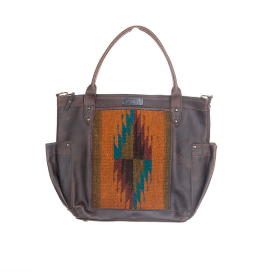 THE PERFECT BAG FULL - MEXICO COLLECTION - HANDWOVEN PANEL NO. 93794 - PAINTHORSE TUMBLED LEATHER