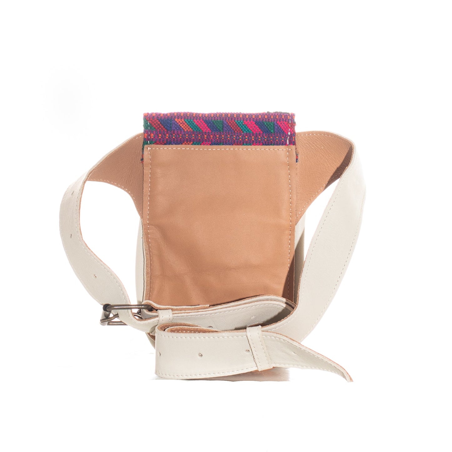 REVIVED HIP SATCHEL - OOAK VINTAGE HUIPIL - BONE LEATHER - NO. 23594