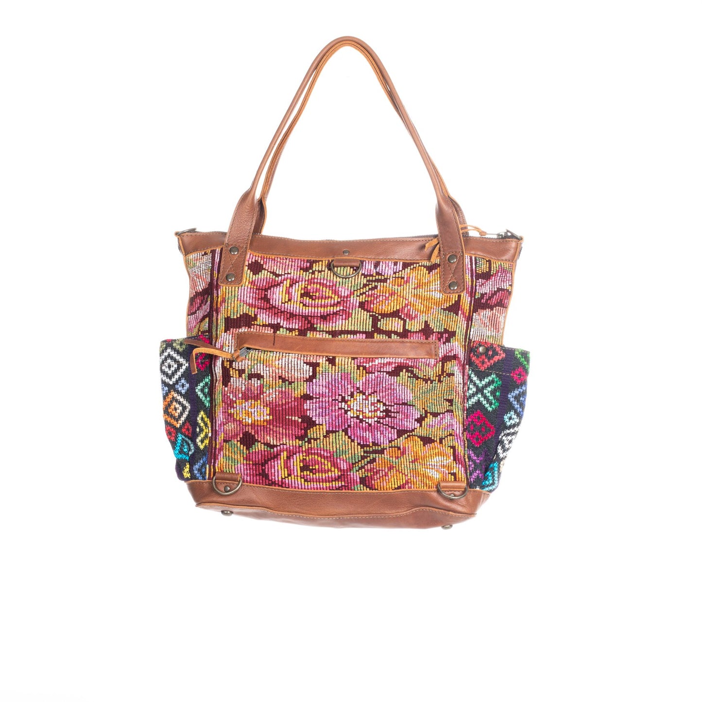 THE PERFECT BAG MEDIUM - OOAK VINTAGE TEXTILE - CAFE - NO. 83596