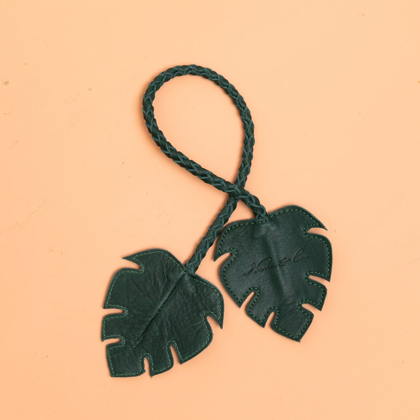PALM LEAF TASSEL - EVERGREEN LEATHER