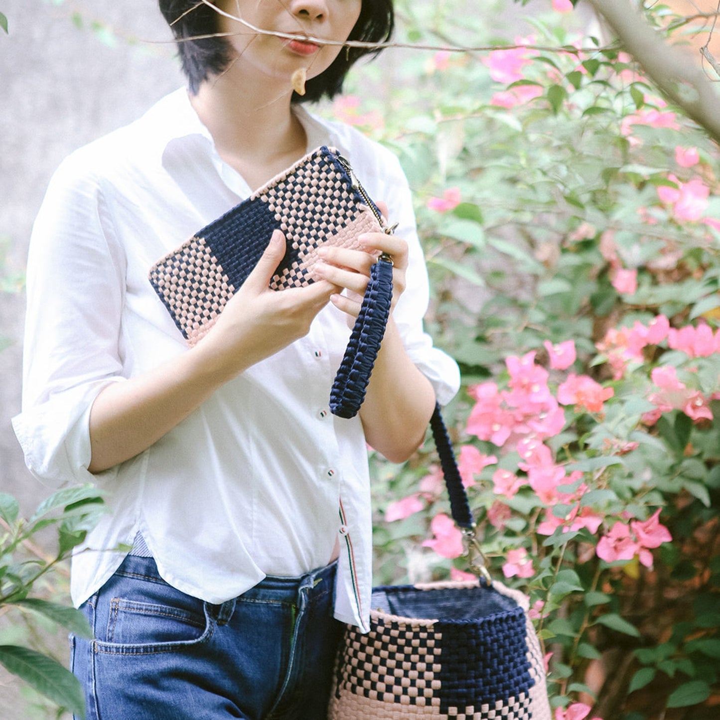 NARRA ZIP WALLET - PHILIPPINES COLLECTION - BLUSH & NAVY