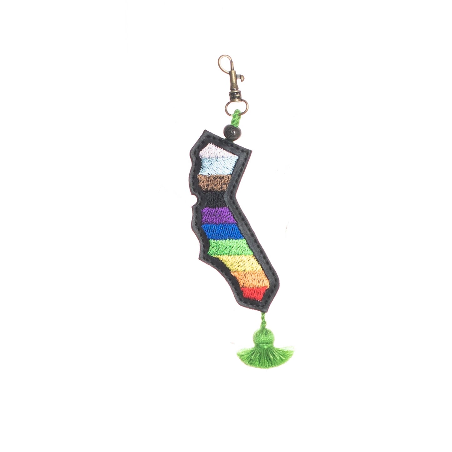 CALIFORNIA PRIDE - LEATHER CHARM WITH TASSEL - BLACK
