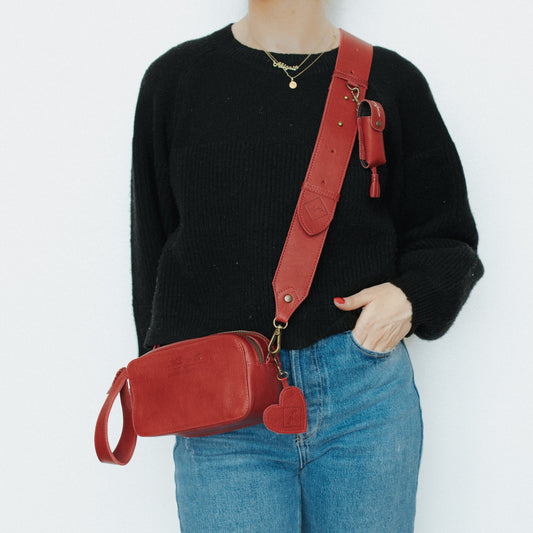 ALI'S STASH - ESSENTIALS BAG - FULL LEATHER - ROUGE - NO. A-10051