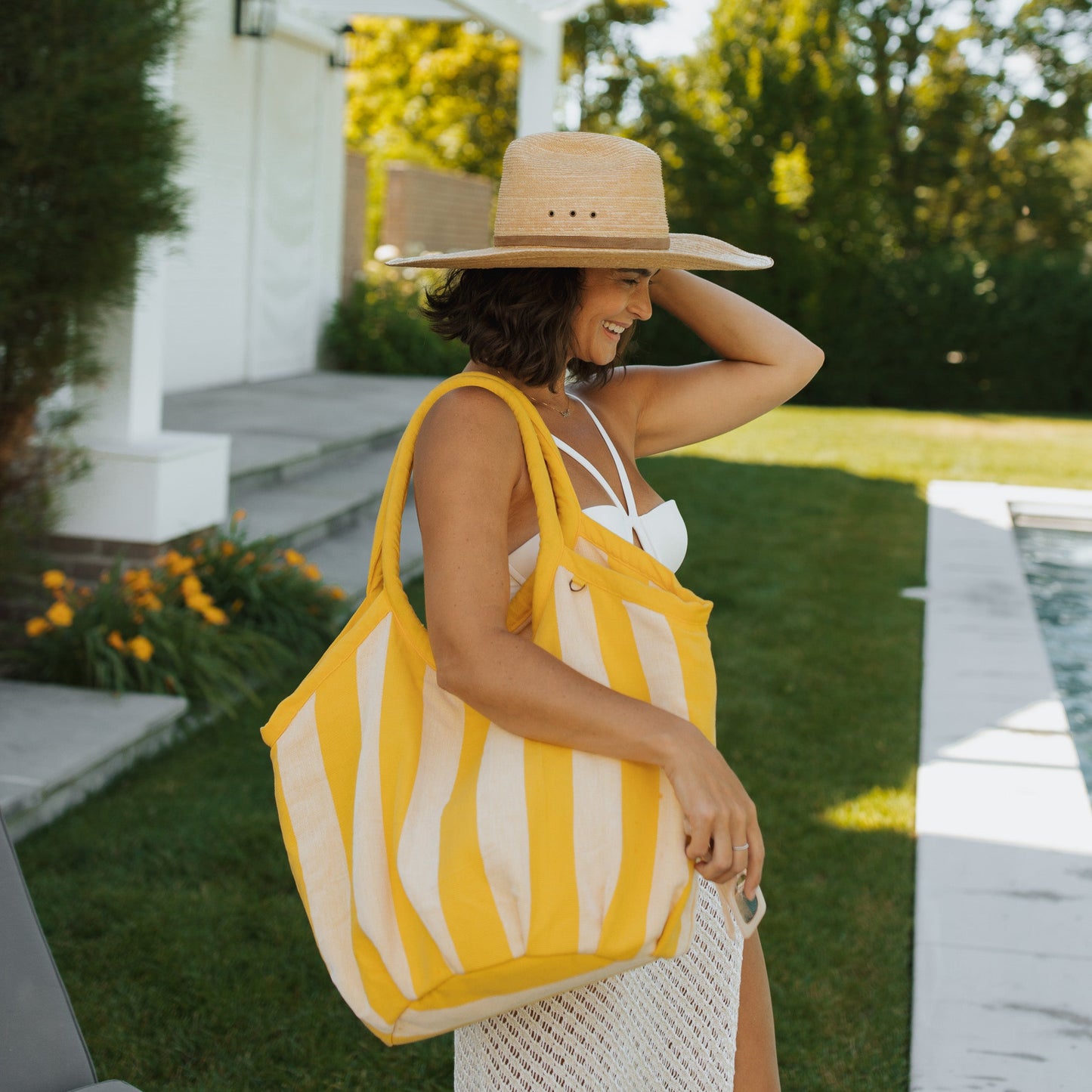 NENA X BUY GUIDE - VOYAGER BAG - CABANA STRIPE - YELLOW