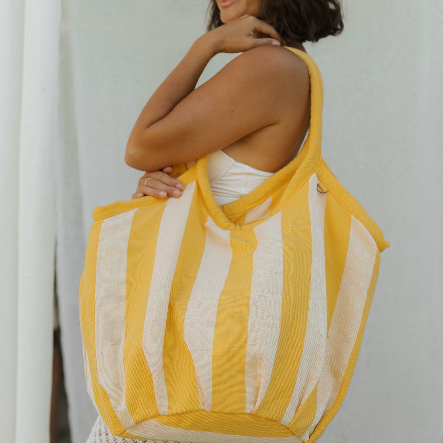 NENA X BUY GUIDE - VOYAGER BAG - CABANA STRIPE - YELLOW