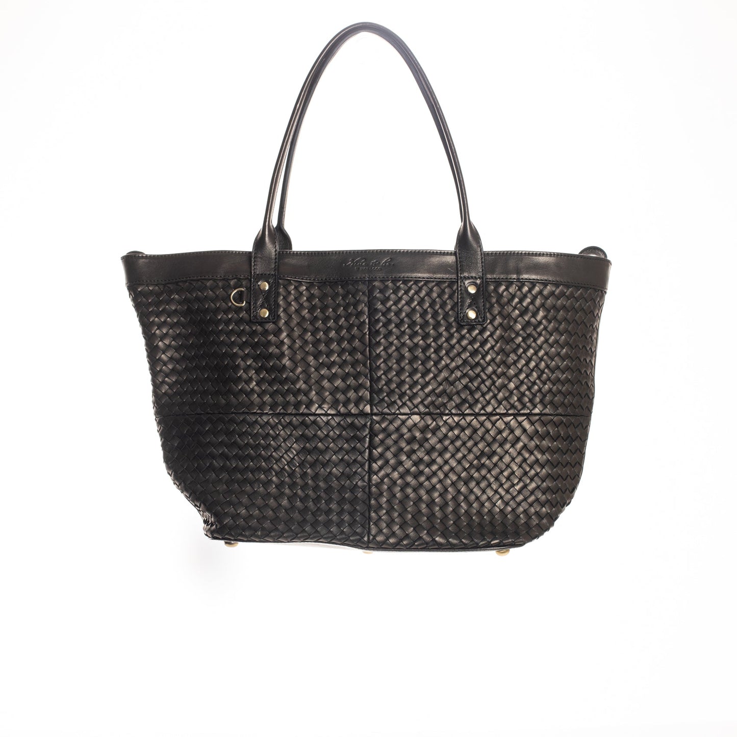 CONVERTIBLE TOTE BAG - MOROCCO WOVEN COLLECTION - BLACK LEATHER