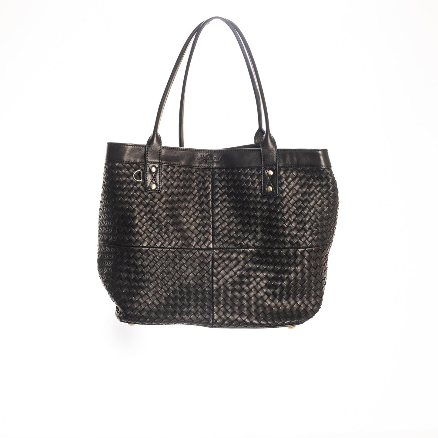 CONVERTIBLE TOTE BAG - MOROCCO WOVEN COLLECTION - BLACK LEATHER