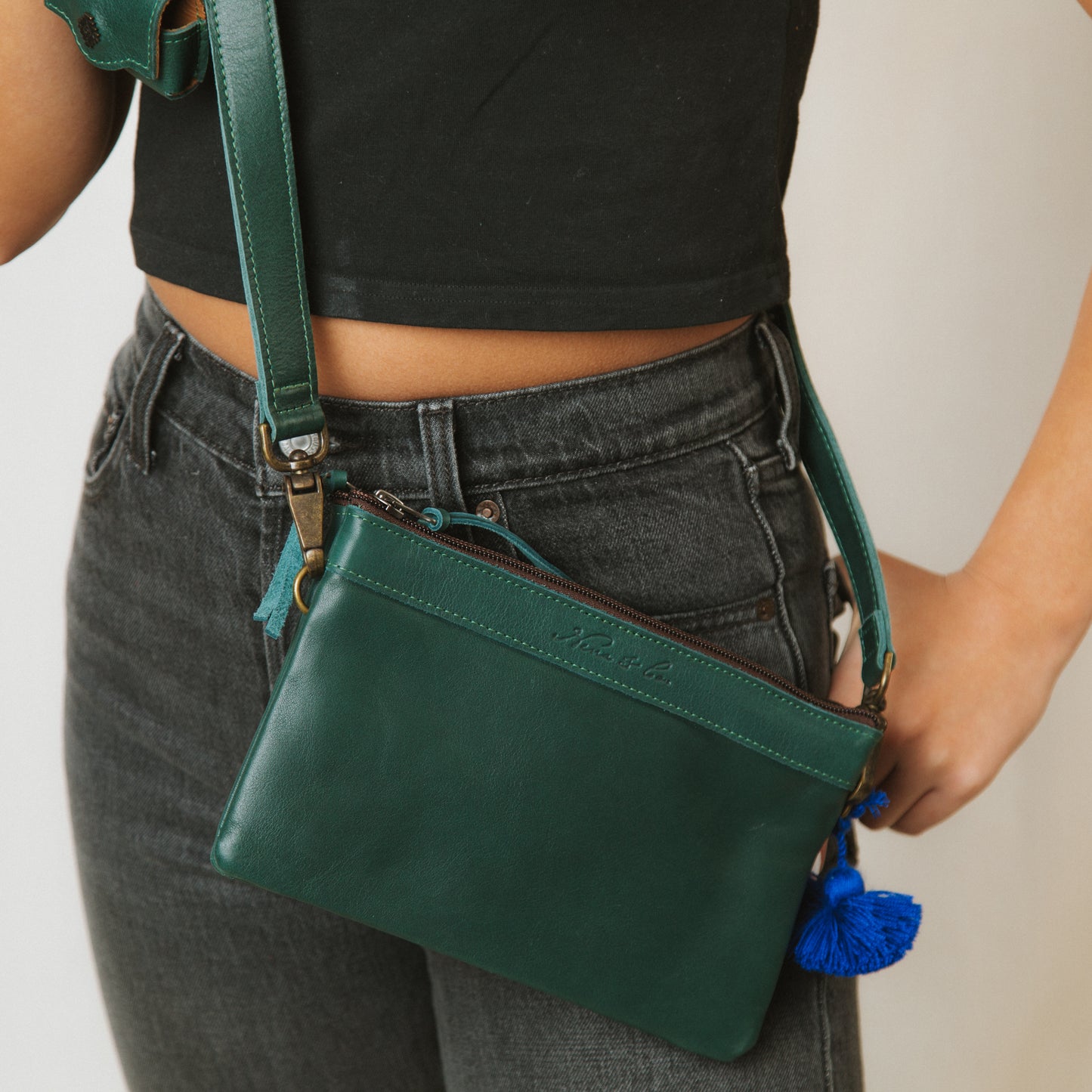 DOUBLE PERFECT CLUTCH - FULL LEATHER COLLECTION - EVERGREEN LEATHER