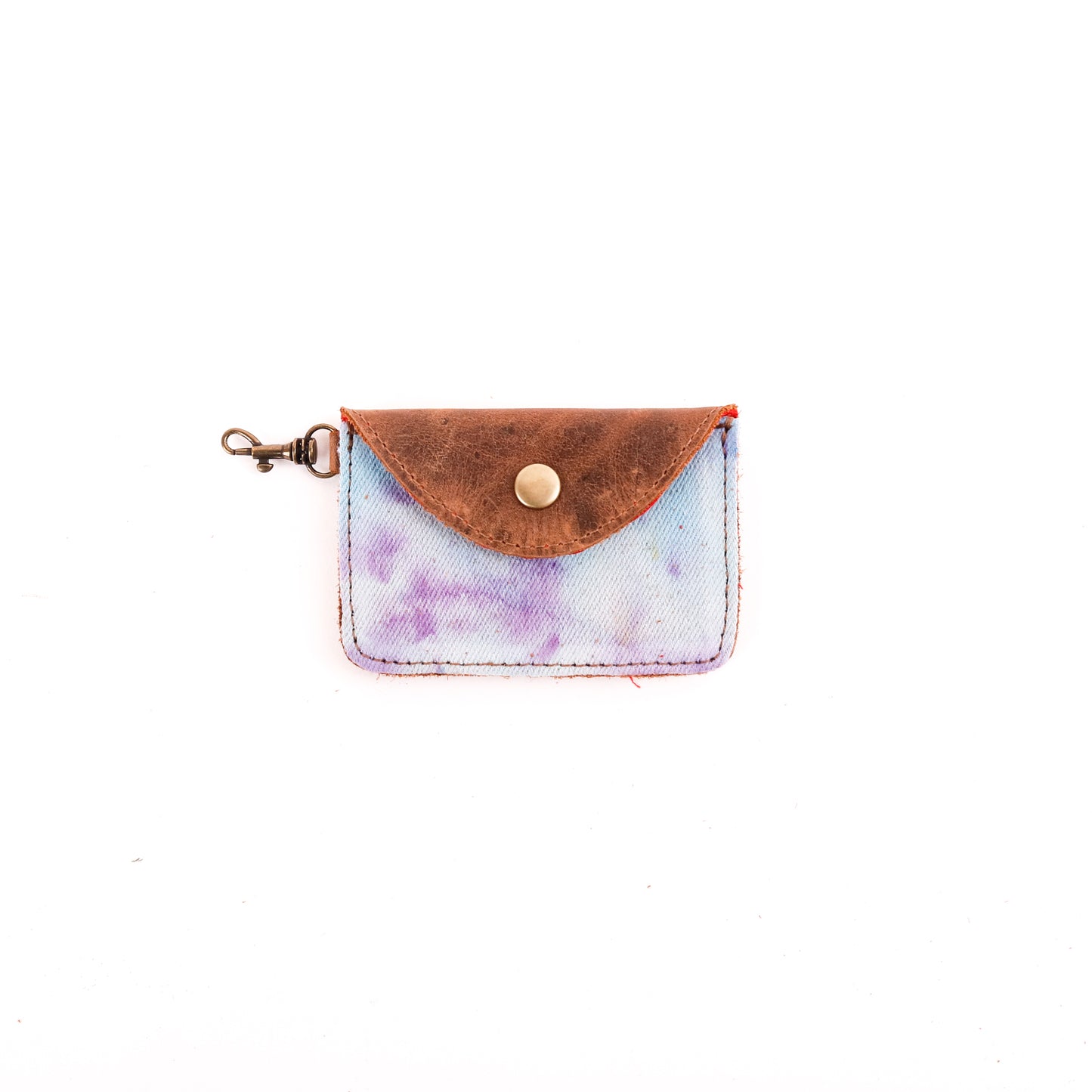 CARD WALLET - TIE DYE - UPCYCLED DENIM - CAOBA LEATHER - NO. 10006