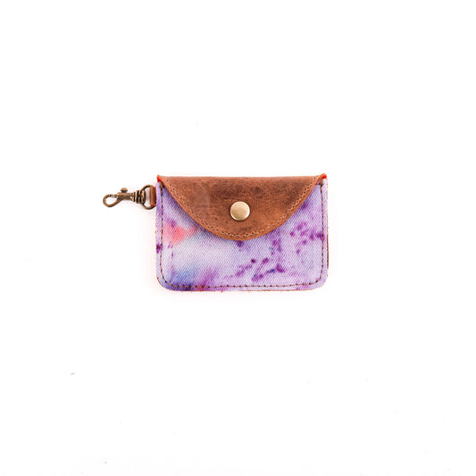 CARD WALLET - TIE DYE - UPCYCLED DENIM - CAOBA LEATHER - NO. 10014