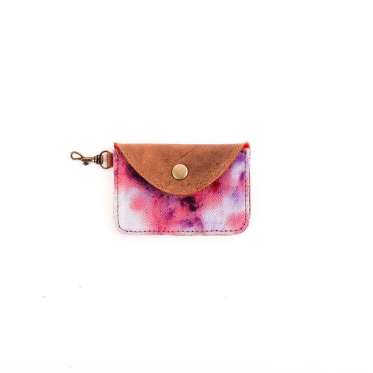 CARD WALLET - TIE DYE - UPCYCLED DENIM - CAOBA LEATHER - NO. 10017
