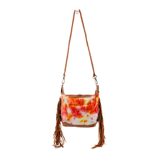 BEATRIZ MINI CONVERTIBLE DAY BAG WITH FRINGE - UPCYCLED DENIM - TIE DYE - CAOBA - NO. 10023