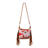 BEATRIZ MINI CONVERTIBLE DAY BAG WITH FRINGE - UPCYCLED DENIM - TIE DYE - CAOBA - NO. 10025