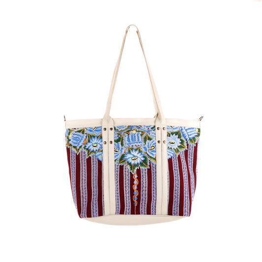 PERFECT LUCIA TOTE - OOAK PATZUN - BONE - NO. 10102