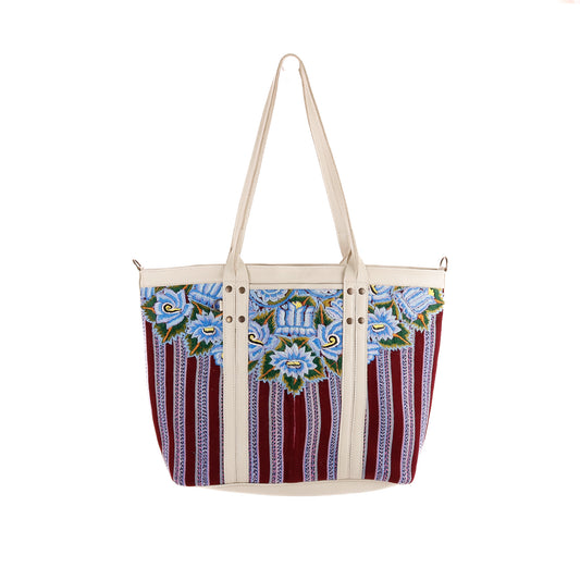 PERFECT LUCIA TOTE - OOAK PATZUN - BONE - NO. 10102