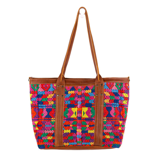 PERFECT LUCIA TOTE - VINTAGE TEXTILE - CHICHICASTENANGO REGION - CAFE - NO. 10404