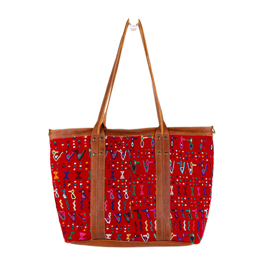 PERFECT LUCIA TOTE - VINTAGE TEXTILE - CHICHICASTENANGO REGION - CAFE - NO. 10406