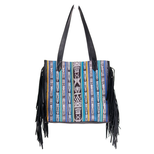 YOUR EVERYTHING TOTE - OOAK VINTAGE TEXTILE - CORTE DE PLAYA - BLACK - NO. 10515