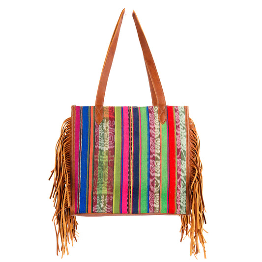 YOUR EVERYTHING TOTE - OOAK VINTAGE TEXTILE - CORTE DE PLAYA - CAFE - NO. 10522