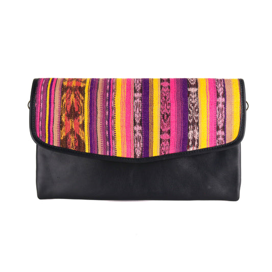 DATE NIGHT CLUTCH - OOAK CORTE DE PLAYA - BLACK LEATHER - NO. 10531