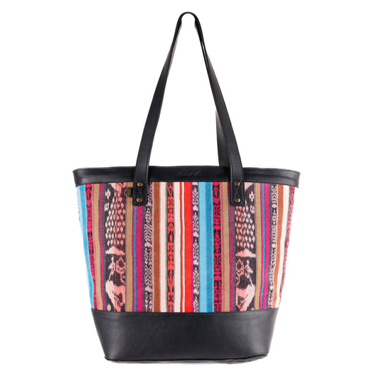 CADIZ TOTE - OOAK CORTE DE PLAYA - BLACK LEATHER - NO. 10582