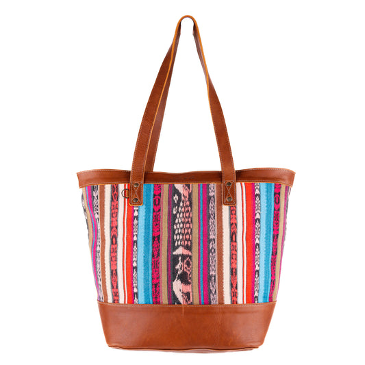 CADIZ TOTE - OOAK CORTE DE PLAYA - CAFE LEATHER - NO. 10588