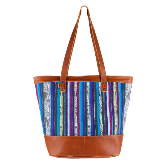 CADIZ TOTE - OOAK CORTE DE PLAYA - CAFE LEATHER - NO. 10594