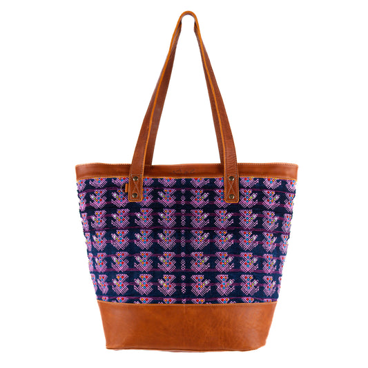 CADIZ TOTE - OOAK HUIPIL - NAHUALA REGION - CAFE - NO. 10605