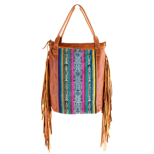 PERFECT FRINGE TOTE - OOAK CORTE TEXTILE - CAFE - NO. 10662