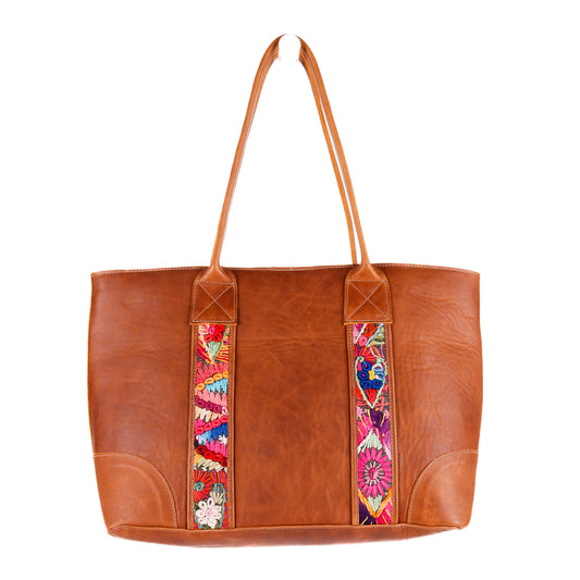 THE FOREVER TOTE - VINTAGE FAJA ACCENTS - CAFE - NO. 10693