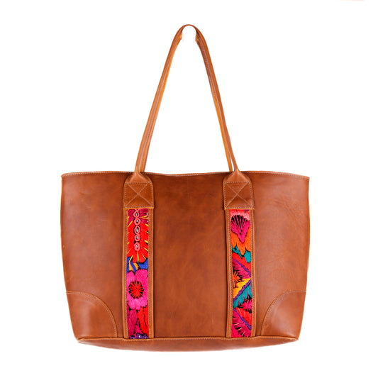 THE FOREVER TOTE - VINTAGE FAJA ACCENTS - CAFE - NO. 10697