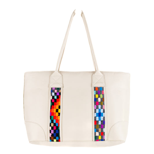 THE FOREVER TOTE - VINTAGE FAJA ACCENTS - BONE - NO. 10700