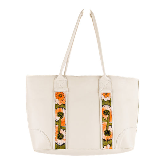 THE FOREVER TOTE - VINTAGE FAJA ACCENTS - BONE - NO. 10701
