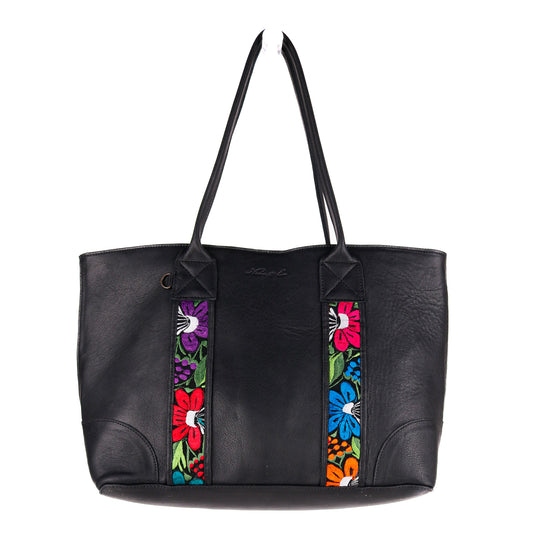 THE FOREVER TOTE - VINTAGE FAJA ACCENTS - BLACK - NO. 10703