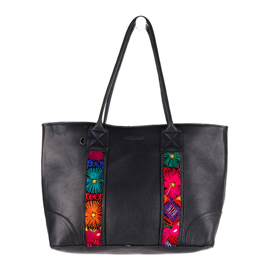 THE FOREVER TOTE - VINTAGE FAJA ACCENTS - BLACK - NO. 10705