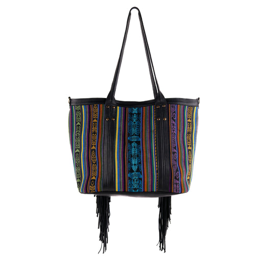 LUCIA FRINGE TOTE - OOAK CORTE DE PLAYA - BLACK - NO. 10710