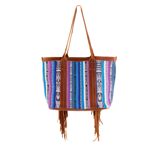 LUCIA FRINGE TOTE - OOAK CORTE DE PLAYA - CAFE - NO. 10716