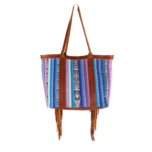 LUCIA FRINGE TOTE - OOAK CORTE DE PLAYA - CAFE - NO. 10717