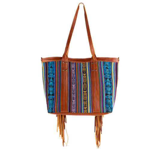 LUCIA FRINGE TOTE - OOAK CORTE DE PLAYA - CAFE - NO. 10721