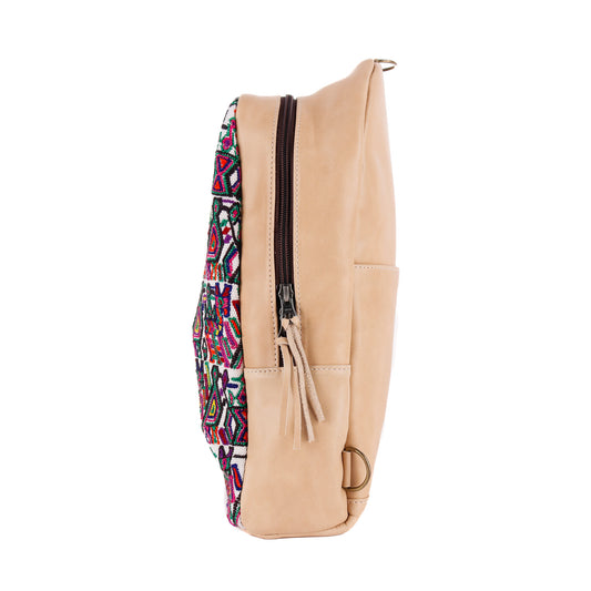 **CLOSEOUT** CROSSBODY SLING 2.0 - LARGE - OOAK HUIPIL - LATTE - NO. 11188