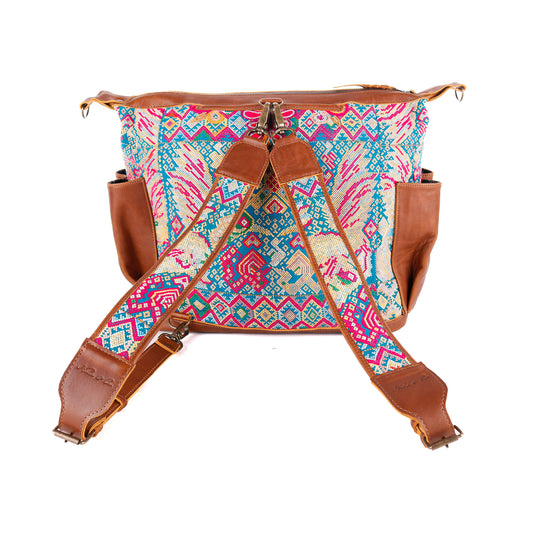 BEATRIZ CDB + CAMILA BACKPACK STRAP SET - OOAK HUIPIL - CAFE - NO. 11433