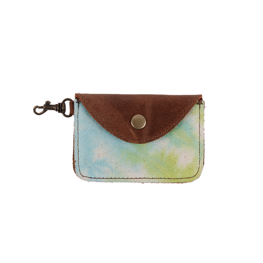 CARD WALLET - TIE DYE - UPCYCLED DENIM - CAOBA LEATHER - NO. 12148