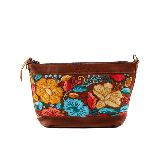PERFECT NENITA - EMBROIDERED BLOOMS - CAFE LEATHER - NO. 12750